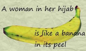 woman without hijab is banana